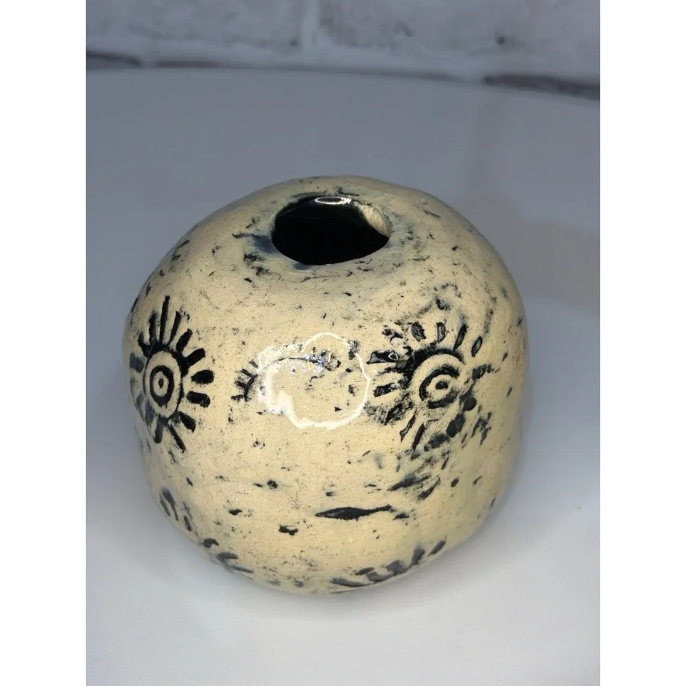 VTG‎ Handmade Studio Pottery Bud Vase Rustic Speckled Ceramic One Stem Boho